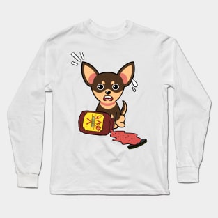 Funny Small dog Spills BBQ Sauce Long Sleeve T-Shirt